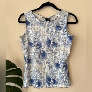 INC International Concepts Blue & White Swirl Tank Top